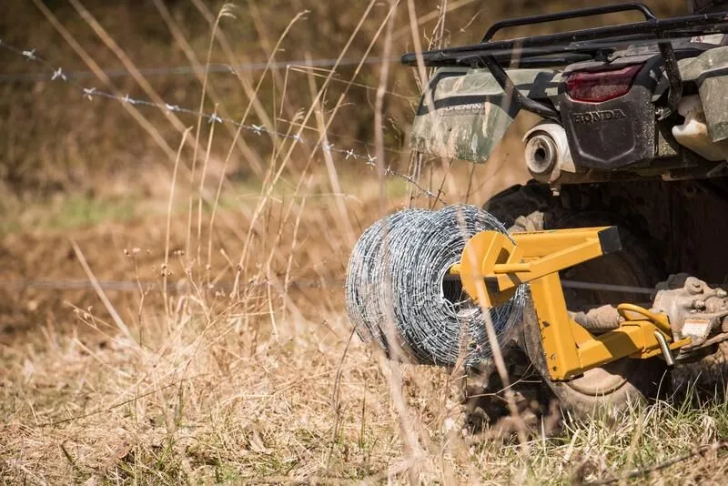 Tarter’s 2” Receiver Wire Unroller holds various rolls of wire.