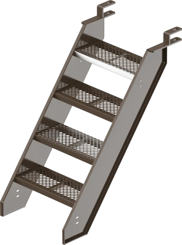 Tarter’s Bucking Platform Stairs measure 43” tall, 17” wide and 59” long.  Works great with Tarter’s Bucking Chutes, designed to withstand the rigors of rodeo and rough stock events. The stairs are coated with a corrosion-resistant finish. 